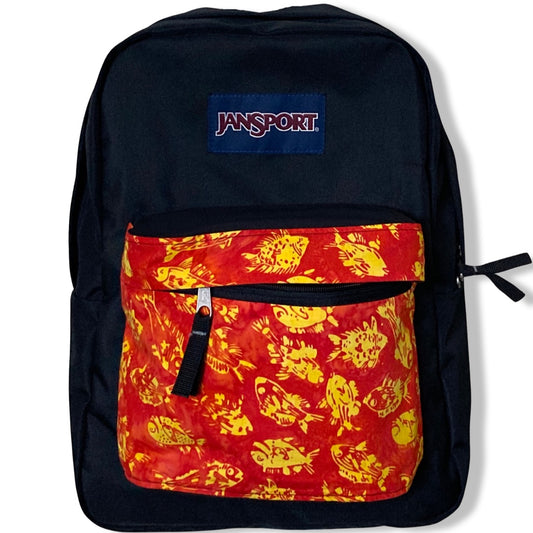 Yellow Fish on Red Orange Batik