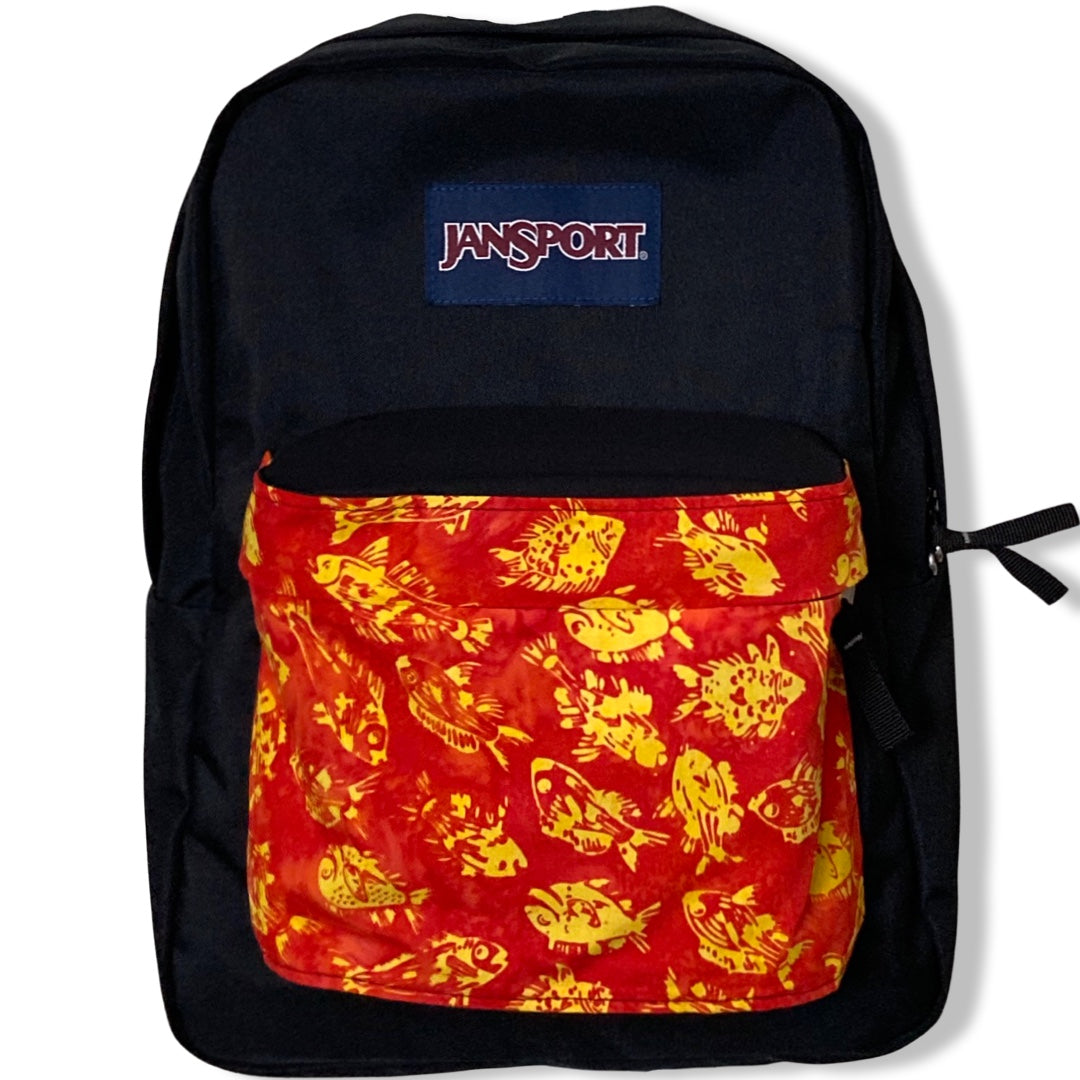 Yellow Fish on Red Orange Batik