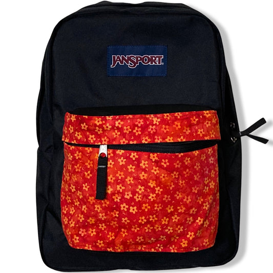 Orange Flowers on Red Batik