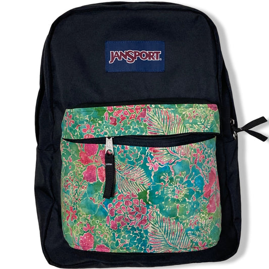 Pink Flowers On Green Batik