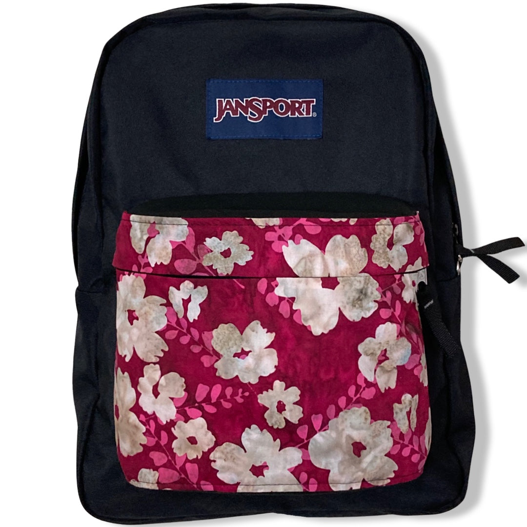 White Flowers On Red Batik