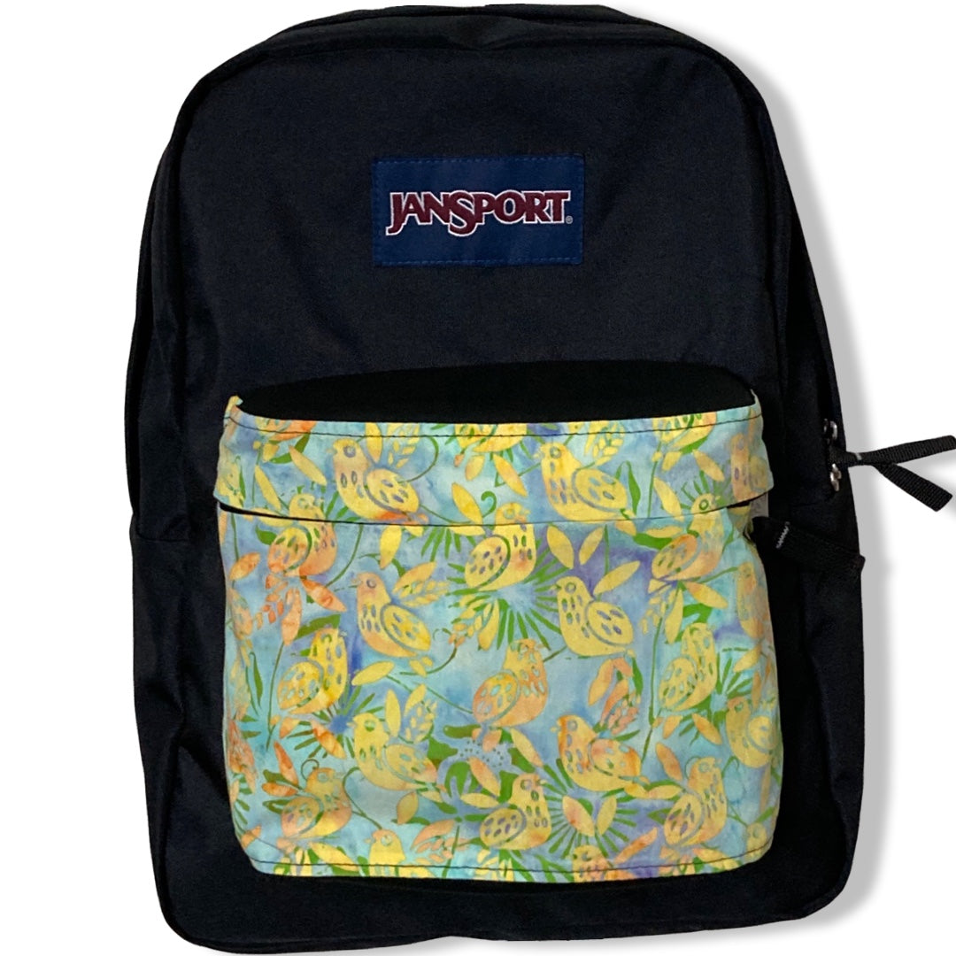 Yellow Birds On Green & Blue Batik