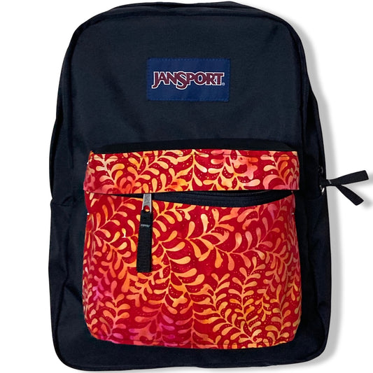 Yellow Ferns On Red & Pink Batik