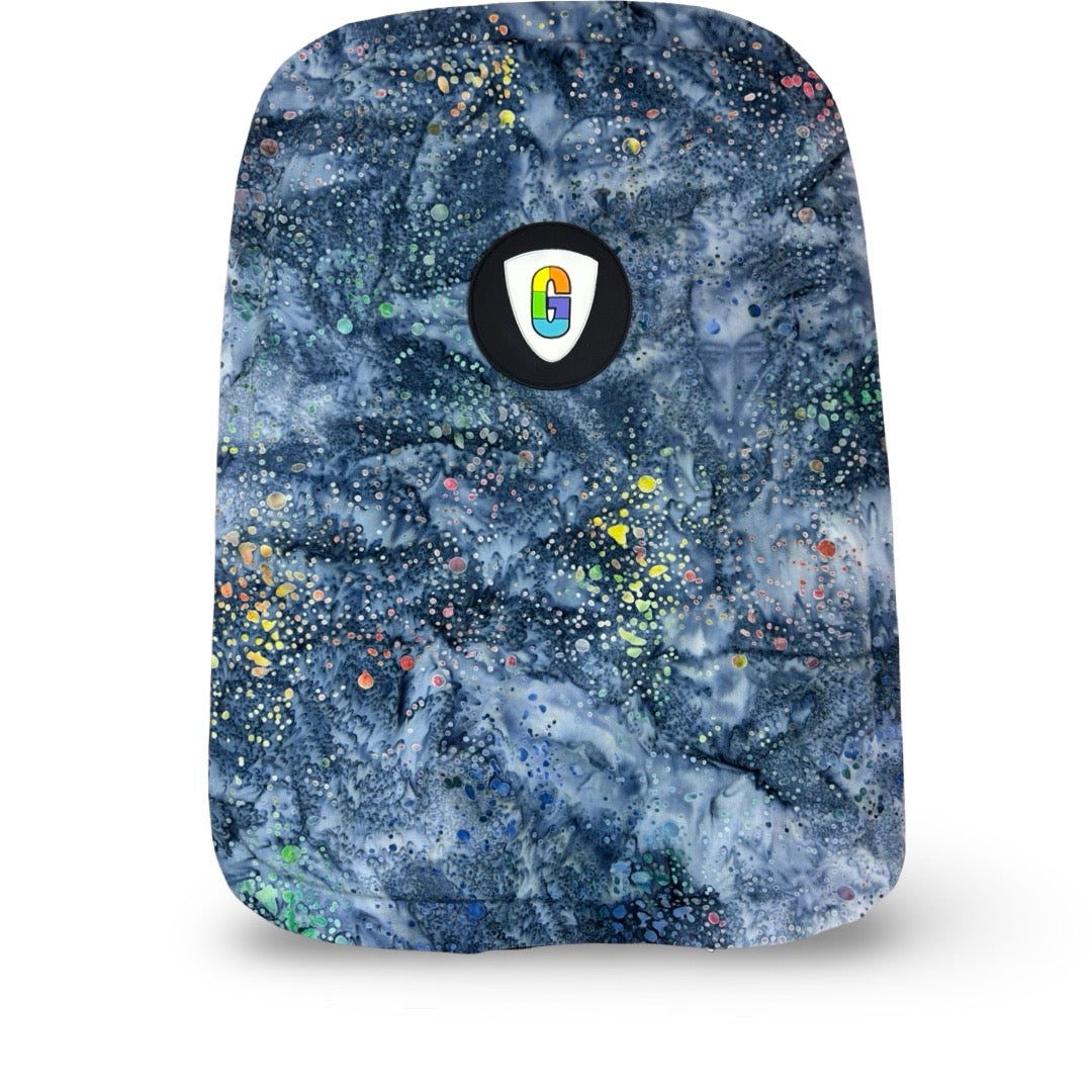 Rainbow Splatter On Grey & Blue Batik