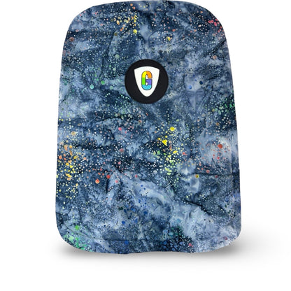 Rainbow Splatter On Grey & Blue Batik