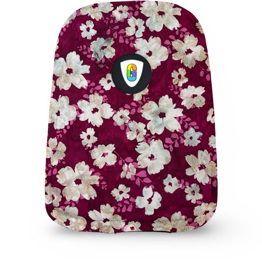 White Flowers On Red Batik