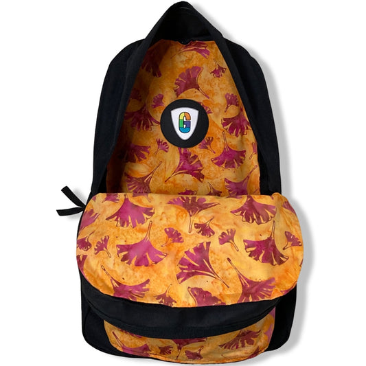 Pink Feather Duster On Orange Yellow Batik