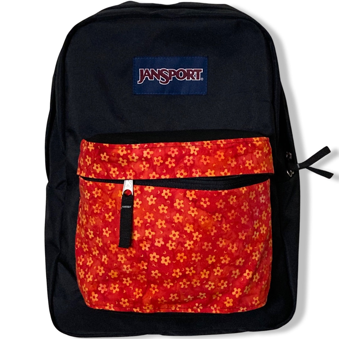 Orange Flowers on Red Batik