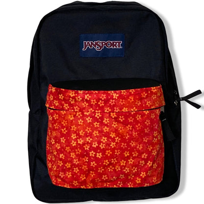 Orange Flowers on Red Batik