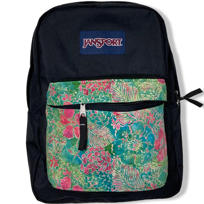 Pink Flowers On Green Batik