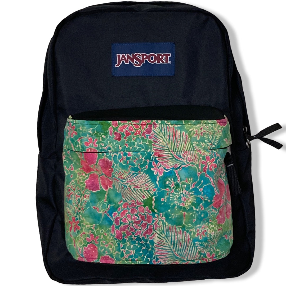 Pink Flowers On Green Batik