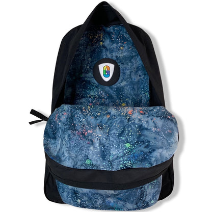 Rainbow Splatter On Grey & Blue Batik