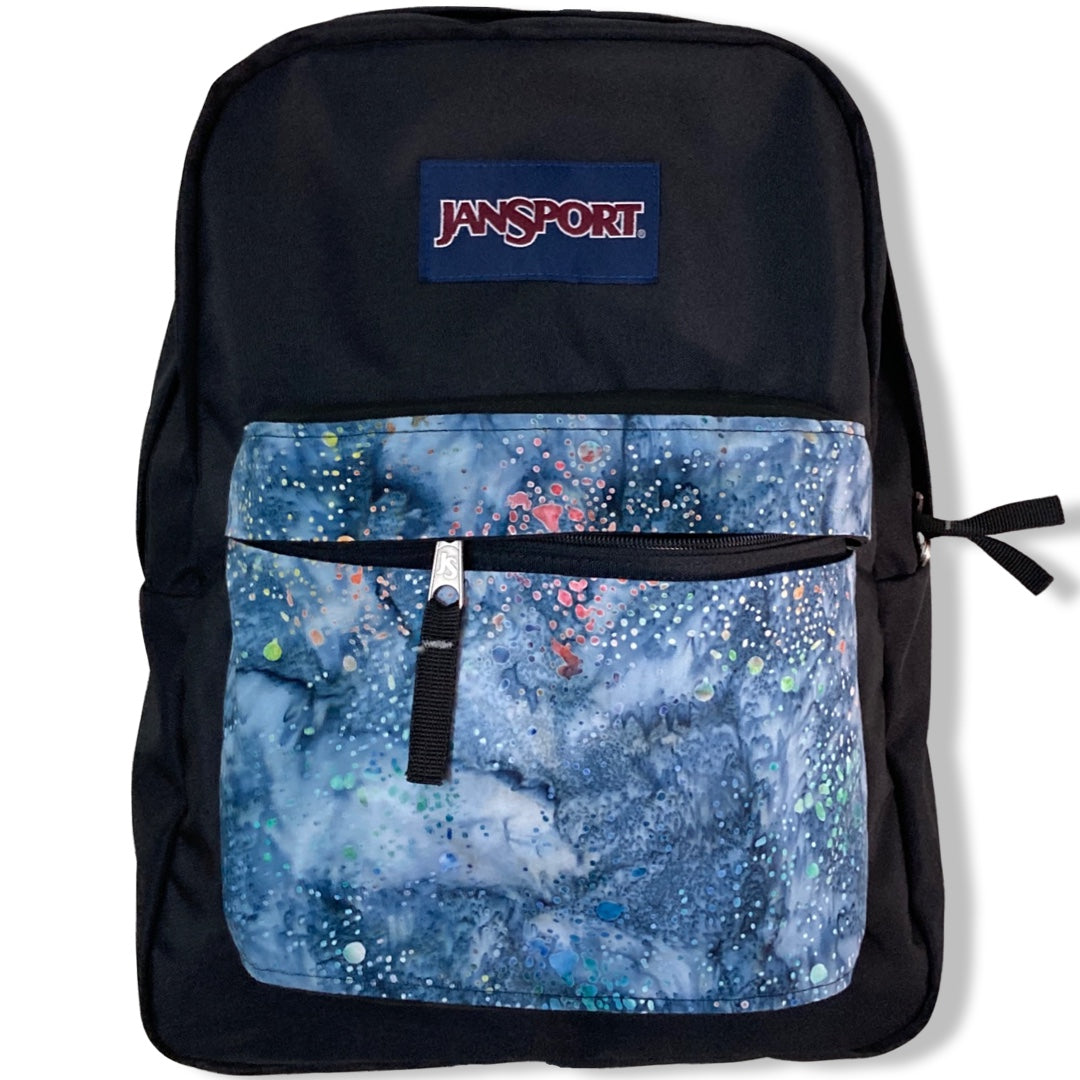 Rainbow Splatter On Grey & Blue Batik