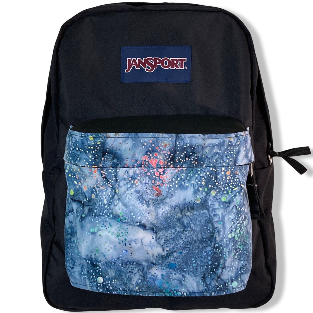 Rainbow Splatter On Grey & Blue Batik