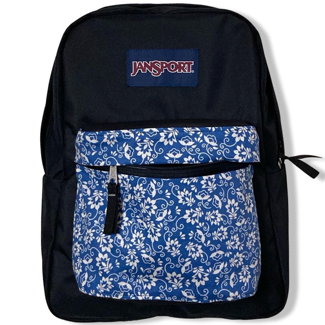 White Flower Print On Blue