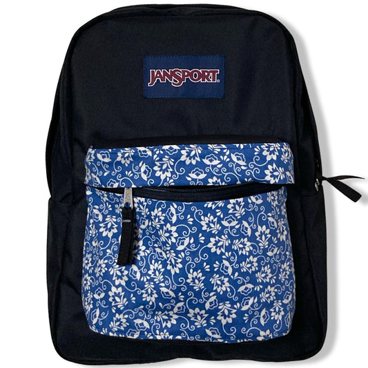 White Flower Print On Blue