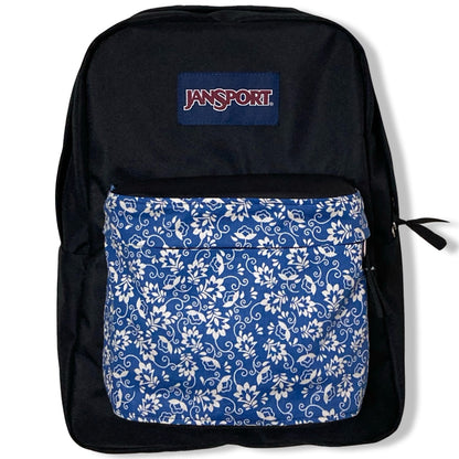 White Flower Print On Blue