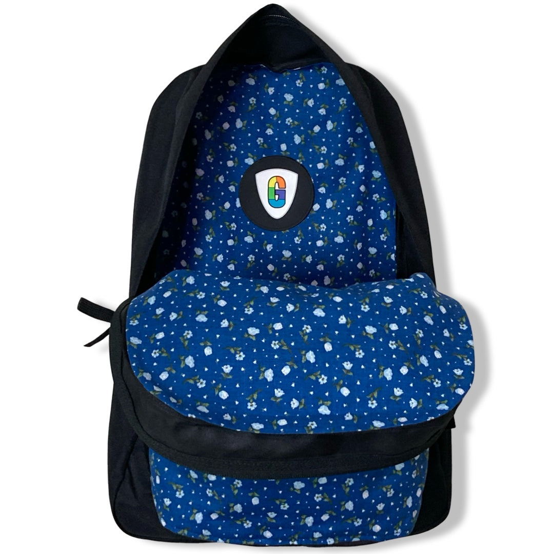 White Flowers On Blue