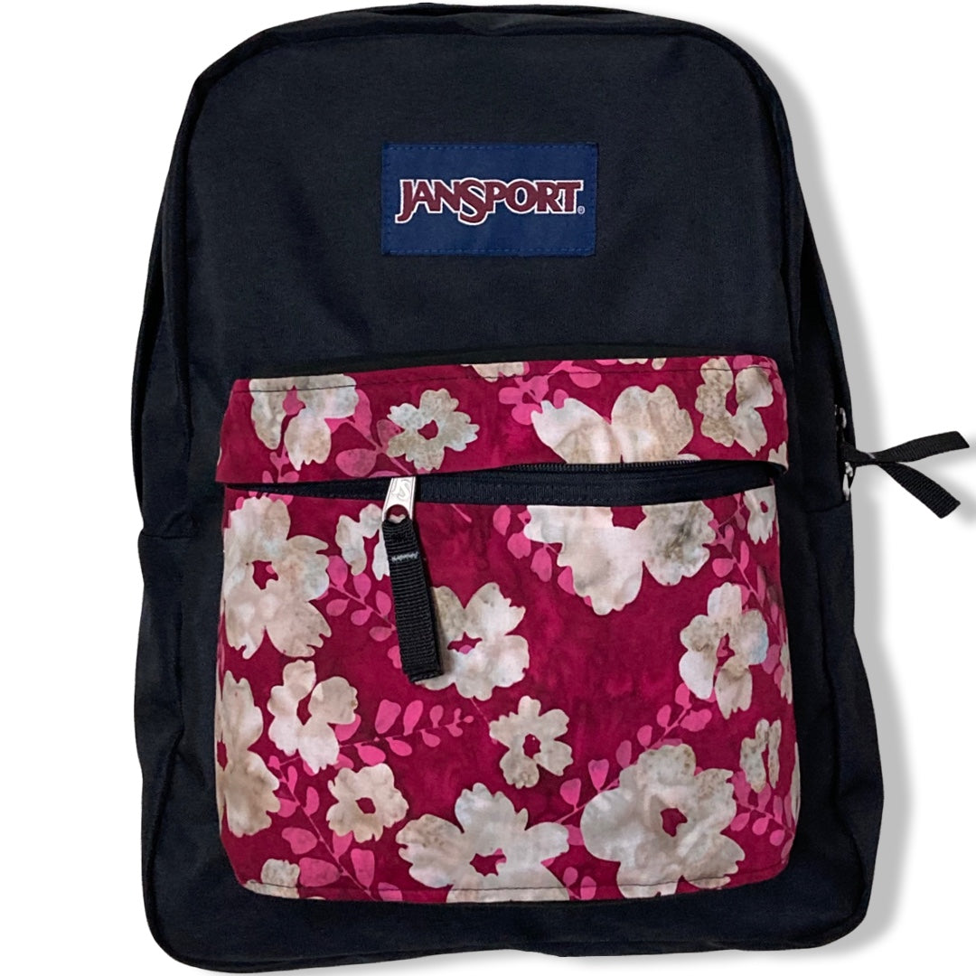 White Flowers On Red Batik