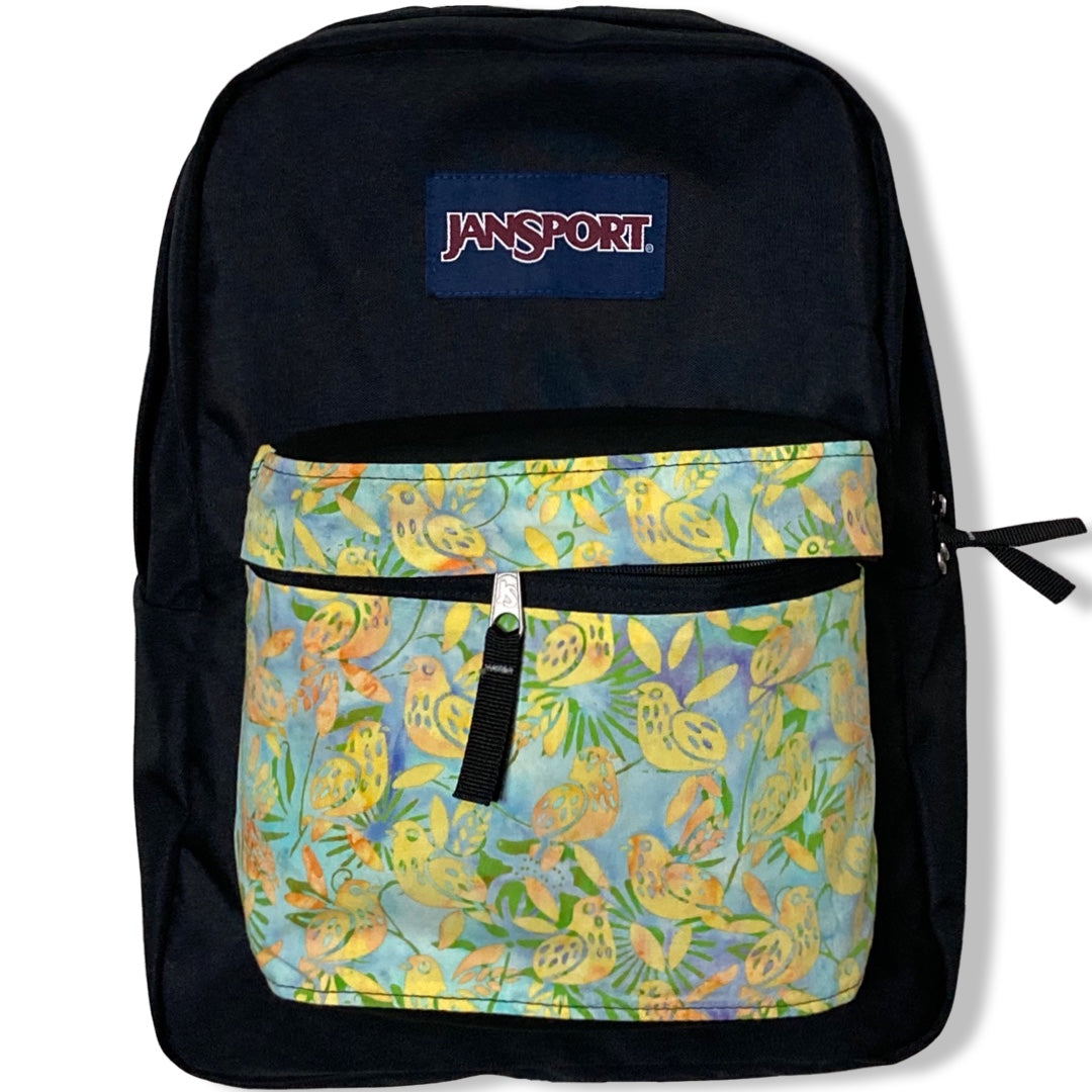 Yellow Birds On Green & Blue Batik