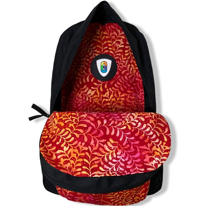 Yellow Ferns On Red & Pink Batik