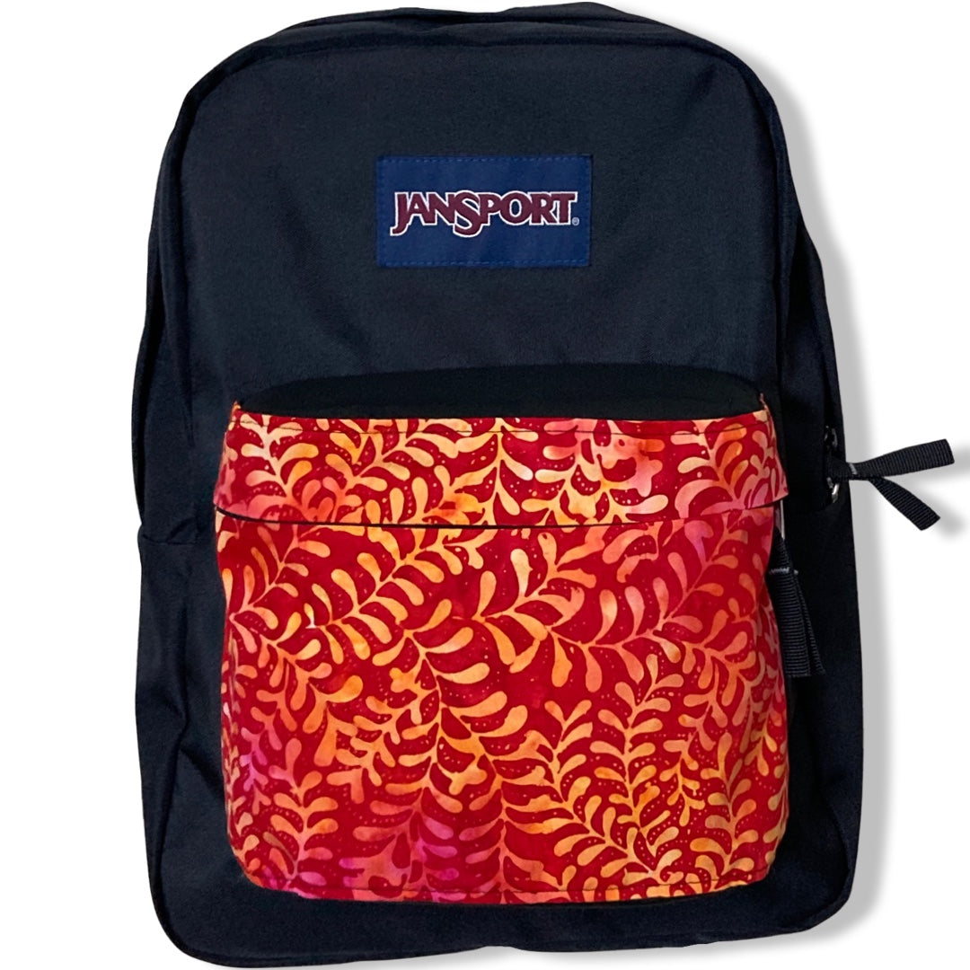 Yellow Ferns On Red & Pink Batik